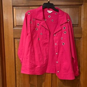 Tiara Fuchsia Jean Jacket with Metallic Details